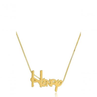 Colar Personalizado Floratta Joias F027 Banhado em Ouro 18k Dourado Personalizável com Nome