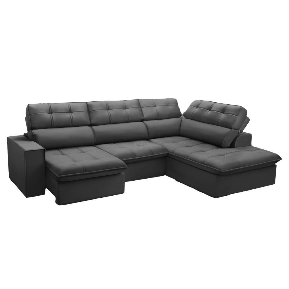Sofá De Canto 4 Lugares Ret com Chaise Ferguile Bahamas Grafite - 1