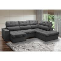 Sofá De Canto 4 Lugares Ret com Chaise Ferguile Bahamas Grafite