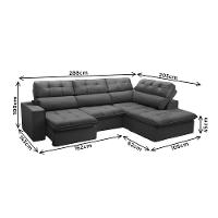 Sofá De Canto 4 Lugares Ret com Chaise Ferguile Bahamas Grafite - 5