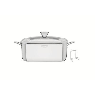 Caçarola Grano Quadrada em Aço Inox com Tampa de Vidro 7,3L Tramontina