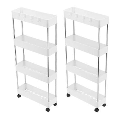 Carrinho Organizador SU-MANI 4 Andares Polipropileno + Aço Inox Rodinhas 360o Multiuso Branco