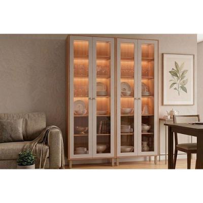 Cristaleira Celeste LED Reflecta 4 Portas 6 Prateleiras MDF 140CM MGM