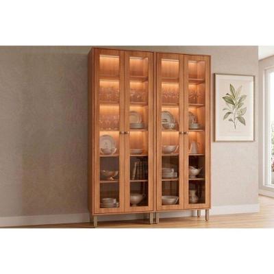Cristaleira Celeste LED Reflecta 4 Portas 6 Prateleiras MDF 140CM Cinamomo