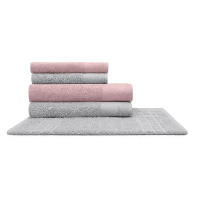 Jogo de Toalha Nobre Jacquard Limoges 100% Algodão 460g-m2 Prata e Rosa Buettner 5 PEÇAS