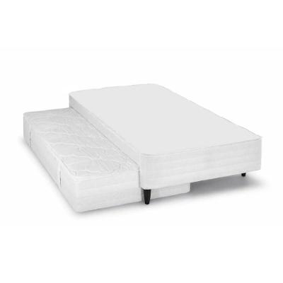 Cama Box Solteiro com Cama Auxiliar MH 1400 White Molas Bonnel Tecido Jacquard Branco Herval 88CM