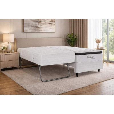 Cama Box com Colchão Solteiro MH1400 Pillow Top Molas Bonnel Branco Herval 158CM