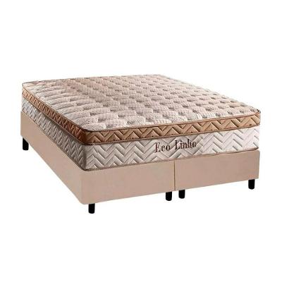 Cama Box com Colchão Queen Corano Clean Euro Pillow Molas Ensacadas Tecido Linho Bege 158CM a Costa