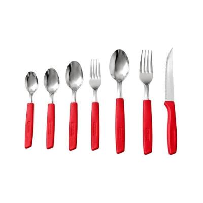 Jogo de Talheres New Caprese 42 Peças Aço Inox e Plástico Inox Polido Vermelho Fratelli