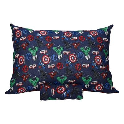 Jogo de Lençol Marvel Kids Solteiro 70% Algodão 30% Poliéster Malha Mista Azul Portallar 88CM
