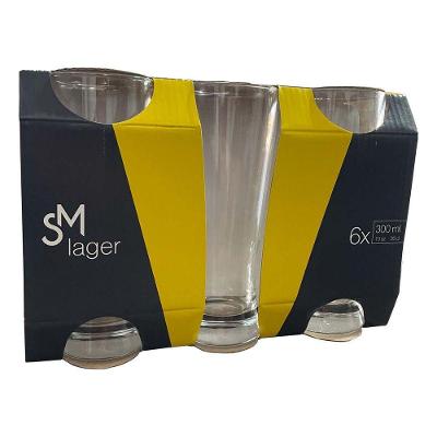 Jogo de Copos SM Lager para Cerveja Vidro Cristalino 300ML 6 Unidades Transparente Nadir Figueiredo