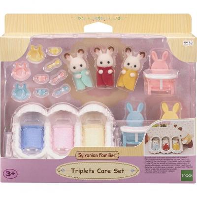 Brinquedo Sylvanian Families Cuidados de Trigêmeos com Berço Triplo e Cadeiras Altas Epoch