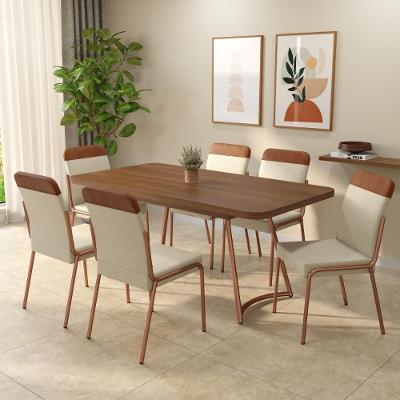 Conjunto Sala de Jantar Azaleia 6 Lugares Tampo MDP Rosê 170CM Móveis Carraro