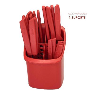 Jogo de Talheres Capri 25 Peças Plástico e Inox Fosco Vermelho Fratelli
