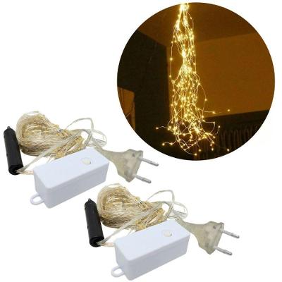 Jogo de Luzes de LED Pisca Cascata 200 Lâmpadas Chuva de Ouro com 8 Modos Dourado Art Christmas