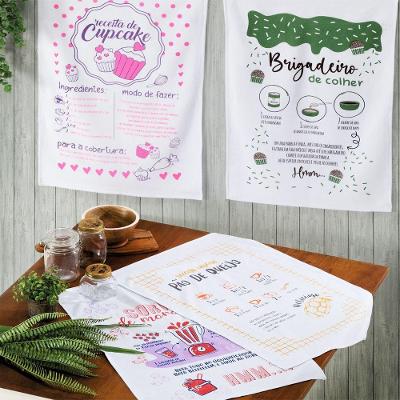 Pano de Prato Kit 2 Peças Estampado Receitas Sacaria 90% Algodão Cozinha Off White Lomaer