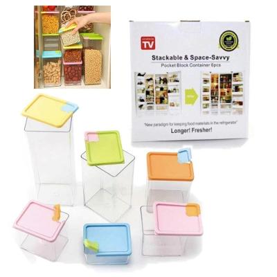 Jogo de Potes Herméticos Kit Porta Mantimentos Empilhável para Cozinha e Freezer Transparente 6
