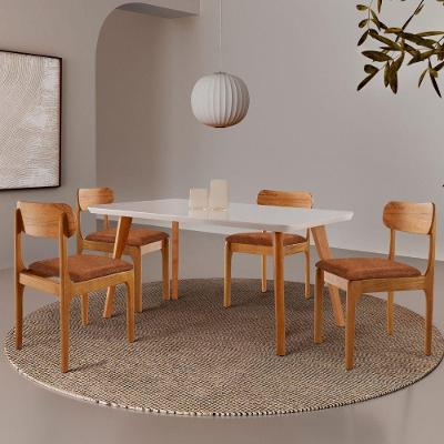 Conjunto de Jantar Malta - Star 4 Lugares Tampo MDF e Cadeiras Madeira 120CM Moderna
