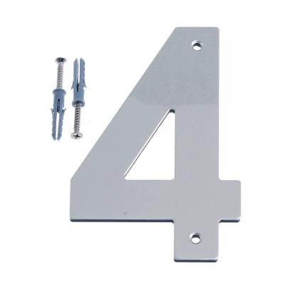 Numero Residencial 4 Modelo 145MM Identificacao Porta Fachada Visual Moderno Plastico ABS Prata