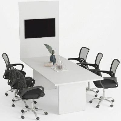 Mesa de Reunião Retangular Moderno sem Gavetas MDP 220CM Branco Tecnomobili 2 Volumes