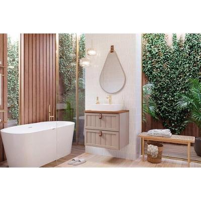 Conjunto de Banheiro Sense-Gota 60cm 1 Portas 1 Prateleiras MDF Café MGM