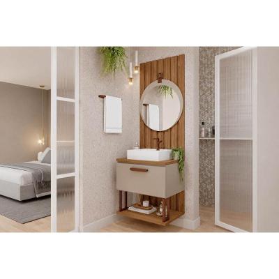 Conjunto de Banheiro Duna-Lua 60cm 1 Porta 1 Prateleira MDF 60CM Cappuccino-Freijo MGM