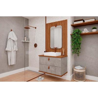 Conjunto de Banheiro Milano-Monet 80cm com 1 Porta 1 Gaveta MDF 80CM Cinza MGM
