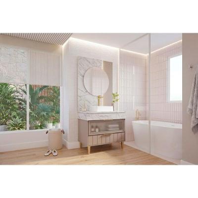 Conjunto de Banheiro c-Esp Bariloche-Londres 1 Porta 1 Gaveta MDF 90CM Café MGM