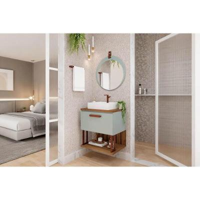 Conjunto de Banheiro Duna c-Cuba 60cm 1 Porta 1 Prateleira MDF Pistache MGM