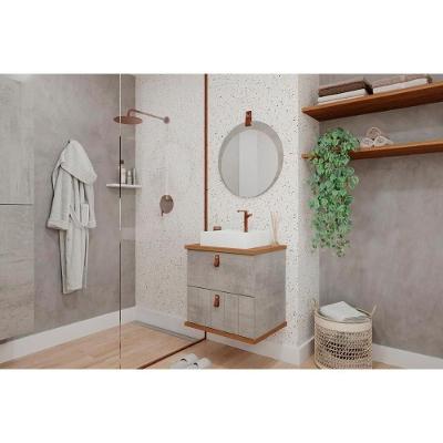 Conjunto de Banheiro c-Esp Milano-Lua 60cm 1 Porta 1 Gaveta MDF Cinza MGM