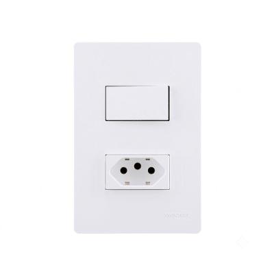 Interruptor Simples + Tomada Infiniti Plus 10A e 20A Branco Margirius 4X2