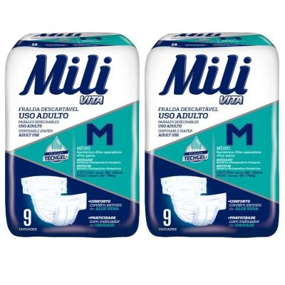 Fralda Geriátrica Adulto Mili Vita com Aloe Vera Tamanho m 18UN