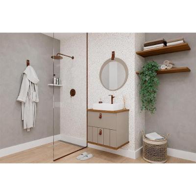 Conjunto Banheiro Milano c-Cuba 60cm 1 Porta 1 Gaveta MDF 60CM Capuccino-Freijo MGM
