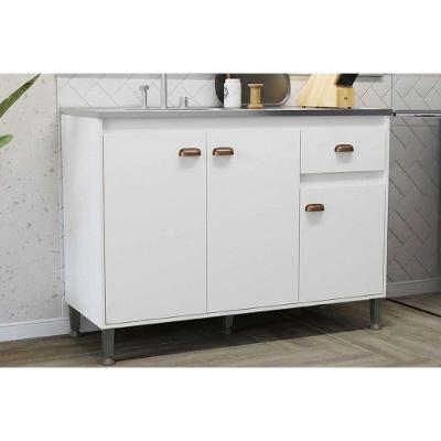 Gabinete de Cozinha Torino 3 Portas MDP 120CM Branco Movelbento