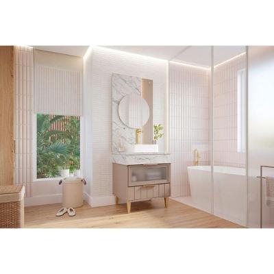 Conjunto Banheiro Bariloche com Espelho Londres 1 Porta 1 Gaveta MDF 70CM Capuccino MGM