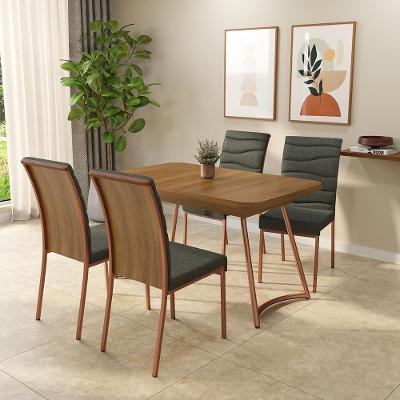 Conjunto Sala de Jantar York 4 Lugares Tampo em MDP Rosê 130CM Móveis Carraro