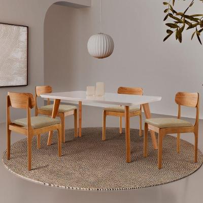 Conjunto Sala de Jantar Malta - Star 4 Lugares Tampo MDF com Vidro Ambar 120CM Moderna