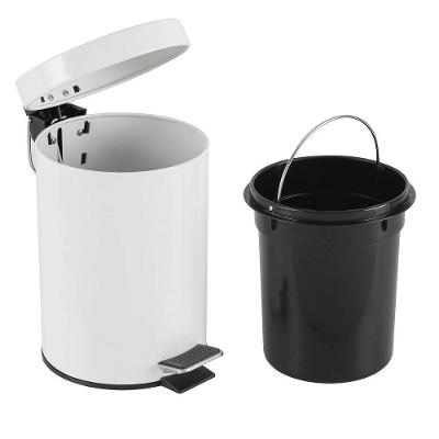 Lixeira Inox Vintage 5L Aço Inox Abertura com Pedal Tampa Removível Branco