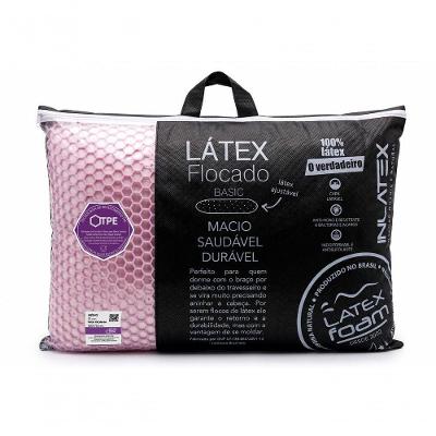 Travesseiro Basic Tpe 45x65x15CM Látex em Flocos Médio Antialérgico Impermeável Roxo Latex Foam