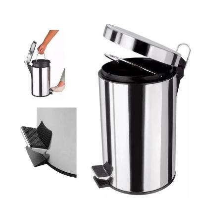 Lixeira Redonda 5L Aço Inox com Pedal e Tampa Removível Prateado