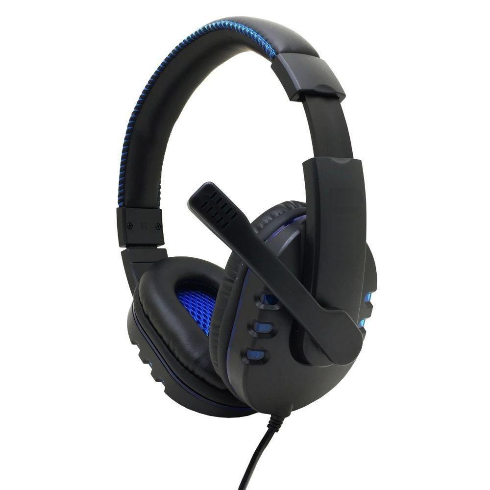 Fone Ouvido Headset Gamer Pc Playstation Ps4 Ps3 Jogo e Chat Kp-359 Azul - 3