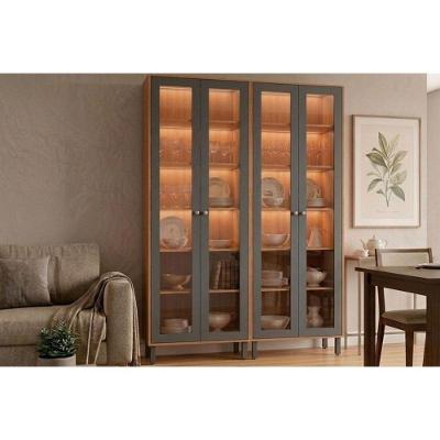 Cristaleira Esplêndida LED Reflecta 4 Portas 6 Prateleiras MDF 140CM Titânio