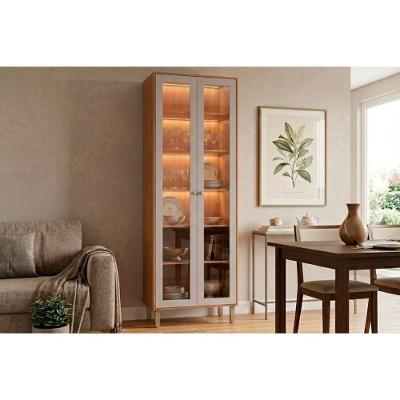 Cristaleira Divina LED Reflecta 2 Portas 6 Prateleiras MDF 70CM Off White