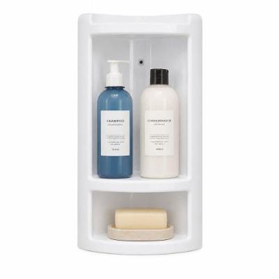 Cantoneira com 2 Divisórias Plasnew Porta Shampoo Plástico Multiuso para Banheiro Branco Gelo 38CM