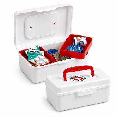 Caixa Organizadora para Medicamentos Mini 2 Bandejas Removíveis Plástico Resistente Portátil Branco