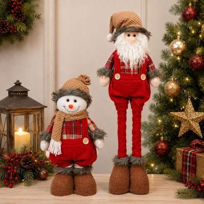 Decoração Natalina Kit Papai Noel e Boneco de Neve Retráteis com Sistema Estica e Encolhe Yangzi