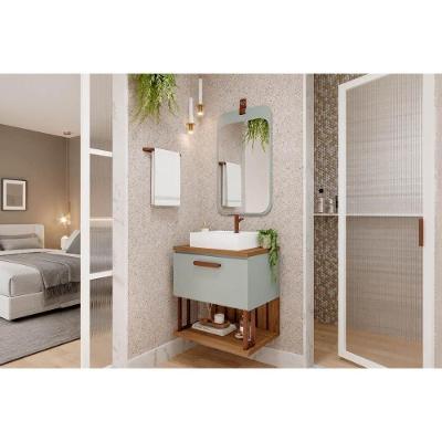 Gabinete c-Espelho Duna-Monet 60cm 1 Porta 1 Prateleira MDF Pistache MGM