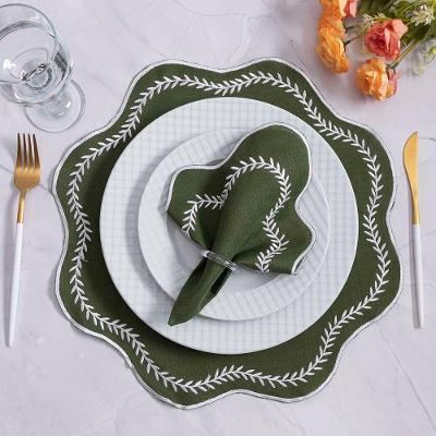 Jogo Americano Paris com Guardanapos Bordado 100% Poliéster Elegante para Mesa Verde Casa Scarpa