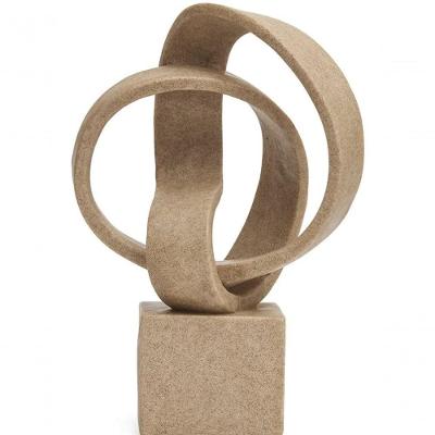 Escultura Abstrata Decorativa 21559 Design Entrelaçado Bege em Poliresina Mart
