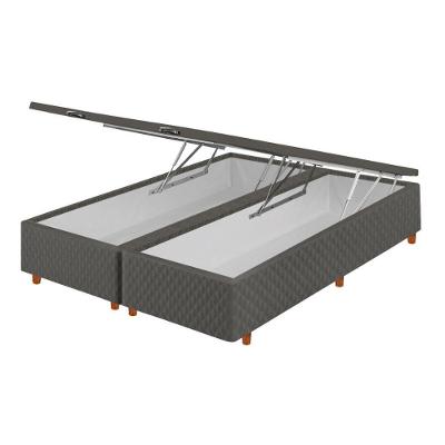 Base para Cama Box King Baú Suede Estrutura em Madeira Chumbo Cristalflex